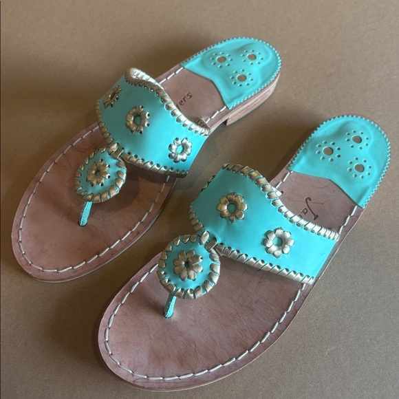 Jack Rogers Mint Green and Nantucket Gold Women's Sandals - Picture 3 of 3